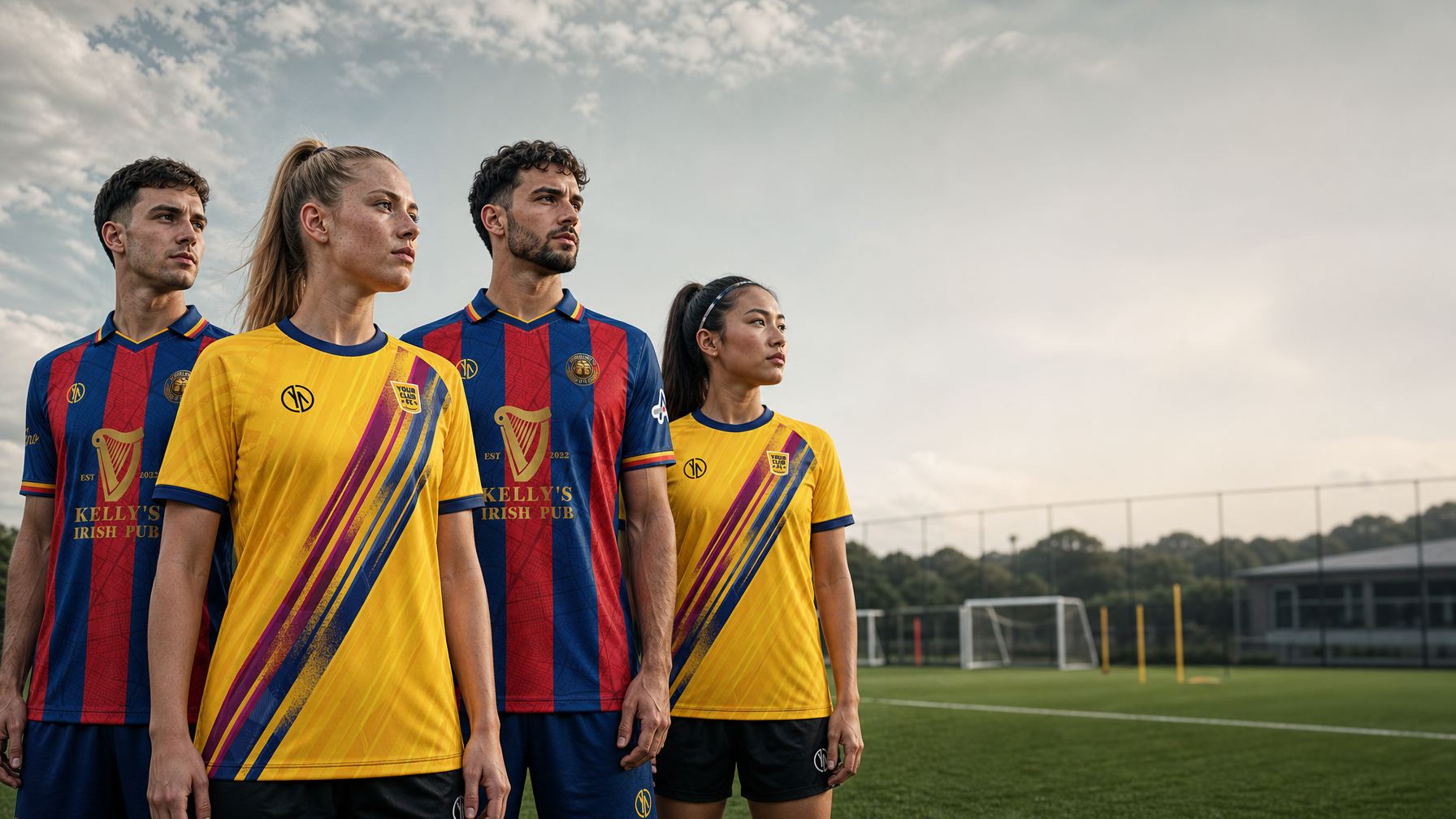 Clubs wearing custom designed kits